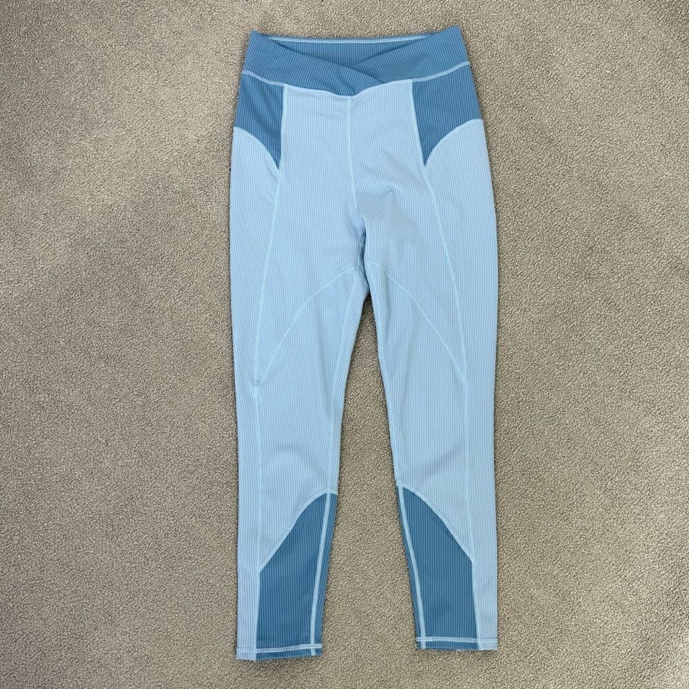 For Love & Lemons Ella Ribbed Crop Leggings Blue Medium